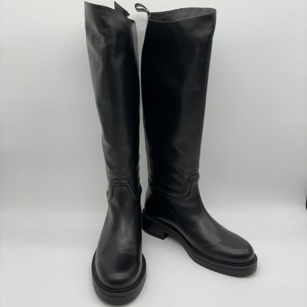 Stuart Weitzman Black Leather Over-the-Knee Platform Boots